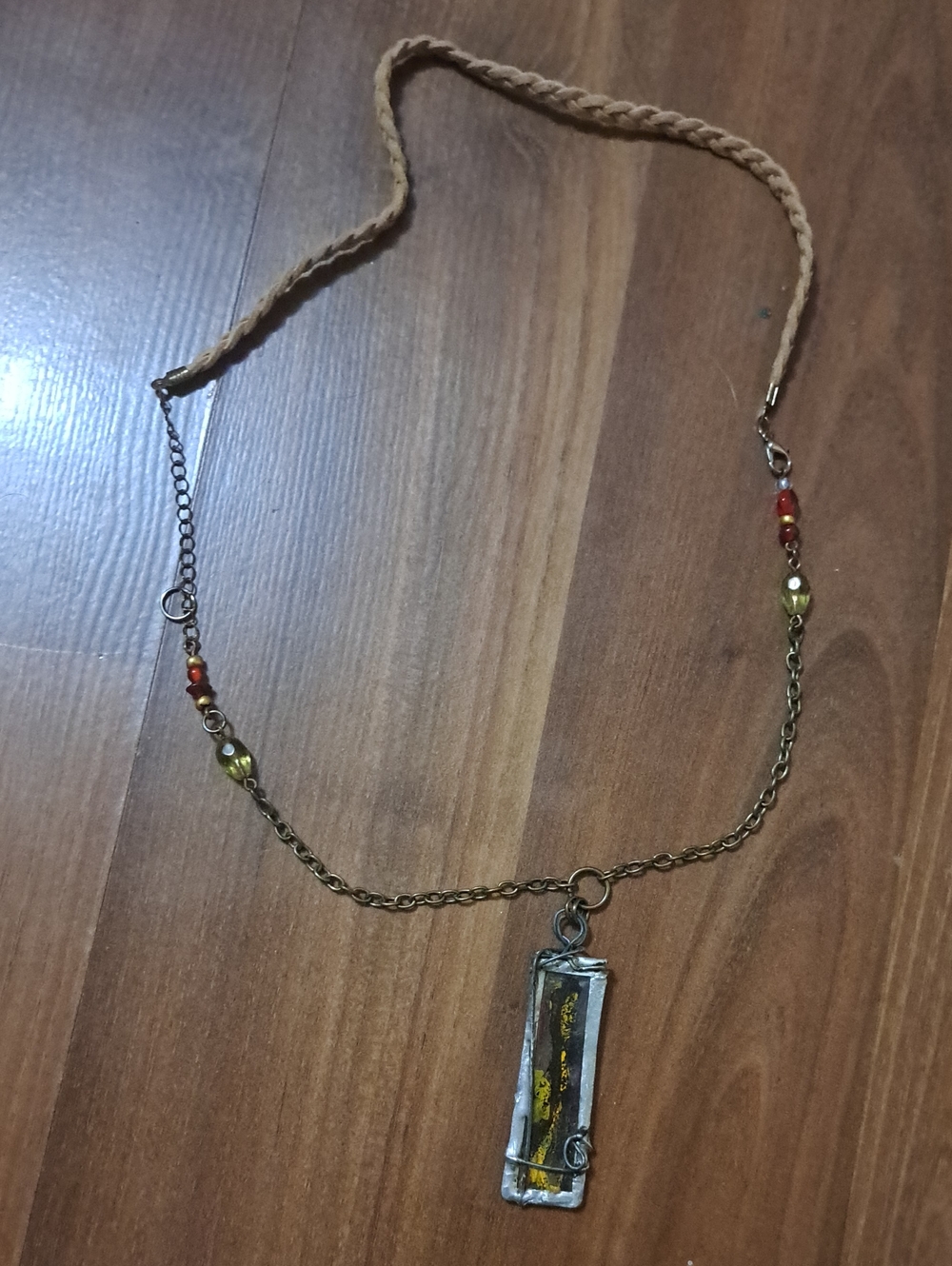 Boho Amber Glass Pendant Necklace - Women Jewelry